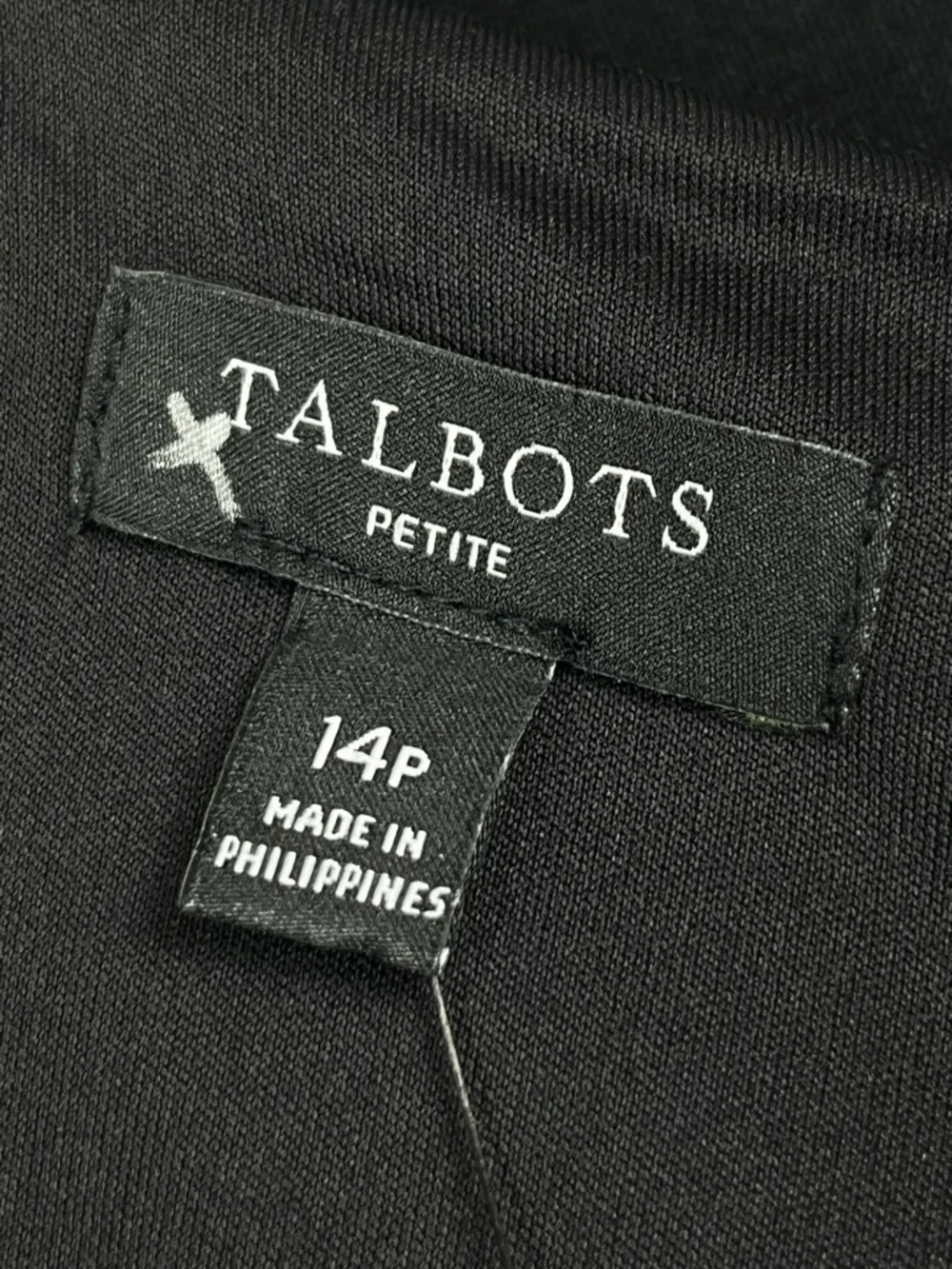NWT Talbots black modest bow detail sheath style dress, size 14P.